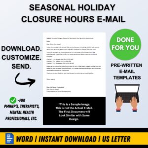 SEASONAL HOLIDAY CLOSURE HOURS EMAIL