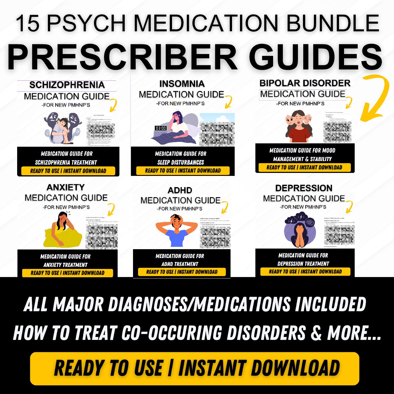 15 MEDICATION PRESCRIBER GUIDES (ENTIRE BUNDLE) FOR NEW PMHNP'S | HOW TO TREAT CO-OCCURRING DISORDERS AND MORE